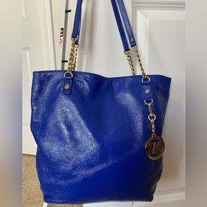 Michael Kors handbag Shoulder bag Blue glazed leather
